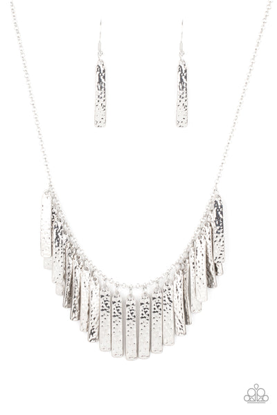 Metallic Muse - Silver Necklace - Paparazzi Accessories - Bling On The Jewels By Alyssa and Victoria