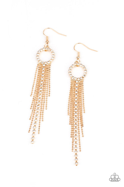 Pass The Glitter - Gold Earrings - Paparazzi Accessories - Bling On The Jewels By Alyssa and Victoria