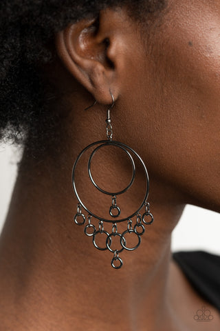 Roundabout Radiance - Black Earrings - Paparazzi Accessories - Bling On The Jewels By Alyssa and Victoria