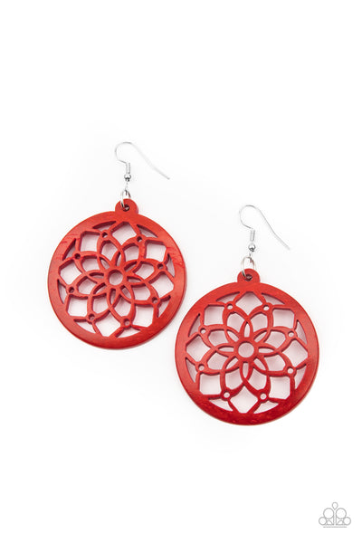 Mandala Meadow - Red Earrings - Paparazzi Accessories - Bling On The Jewels By Alyssa and Victoria