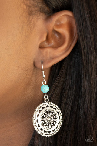 Flowering Frontiers - Blue Earrings - Paparazzi Accessories - Bling On The Jewels By Alyssa and Victoria