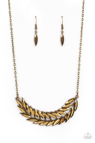 Flight of FANCINESS - Brass Necklace - Paparazzi Accessories - Bling On The Jewels By Alyssa and Victoria