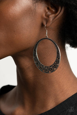 Bodaciously Blooming - Black Earrings - Paparazzi Accessories - Bling On The Jewels By Alyssa and Victoria