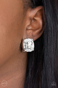 Bombshell Brilliance - White Earrings - Paparazzi Accessories - Bling On The Jewels By Alyssa and Victoria