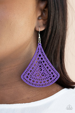 FAN to FAN - Purple Earrings - Paparazzi Accessories - Bling On The Jewels By Alyssa and Victoria