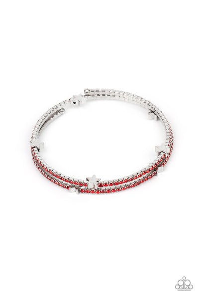 Let Freedom BLING - Red Bracelet - Paparazzi Accessories - Bling On The Jewels By Alyssa and Victoria