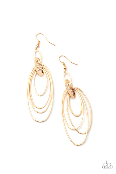 OVAL The Moon - Gold Earrings - Paparazzi Accessories - Bling On The Jewels By Alyssa and Victoria