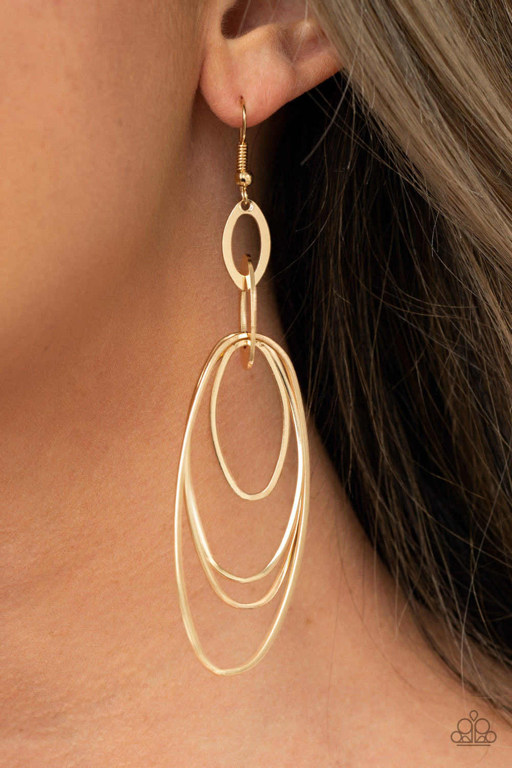 OVAL The Moon - Gold Earrings - Paparazzi Accessories - Bling On The Jewels By Alyssa and Victoria