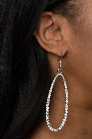 Dazzling Decorum - White Earrings - Paparazzi Accessories - Bling On The Jewels By Alyssa and Victoria