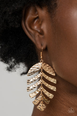 Palm Lagoon - Gold Earrings - Paparazzi Accessories - Bling On The Jewels By Alyssa and Victoria