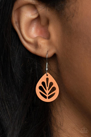 LEAF Yourself Wide Open - Orange Earrings - Paparazzi Accessories - Bling On The Jewels By Alyssa and Victoria