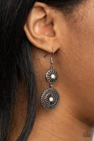 Keep It WHEEL - White Earrings - Paparazzi Accessories - Bling On The Jewels By Alyssa and Victoria