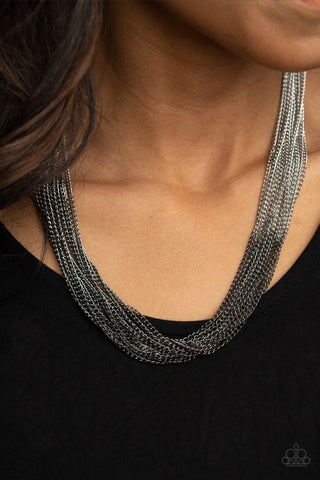 Metallic Merger - Black Necklace - Paparazzi Accessories - Bling On The Jewels By Alyssa and Victoria