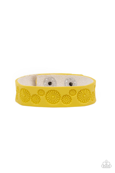 Follow The Wildflowers - Yellow Bracelet - Paparazzi Accessories - Bling On The Jewels By Alyssa and Victoria