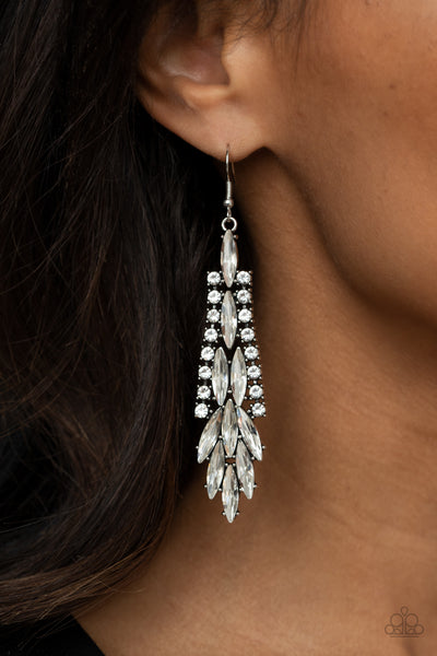 Crown Heiress - White Earrings - Paparazzi Accessories - Bling On The Jewels By Alyssa and Victoria