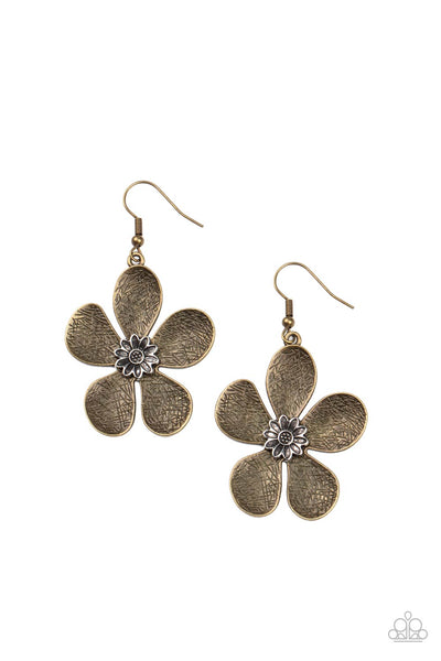 Fresh Florals - Brass Earrings - Paparazzi Accessories - Bling On The Jewels By Alyssa and Victoria