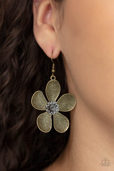 Fresh Florals - Brass Earrings - Paparazzi Accessories - Bling On The Jewels By Alyssa and Victoria