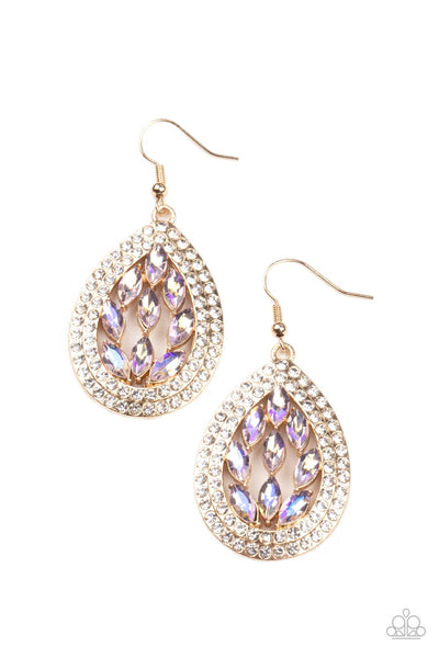 Encased Elegance - Gold Earrings - Paparazzi Accessories - Bling On The Jewels By Alyssa and Victoria