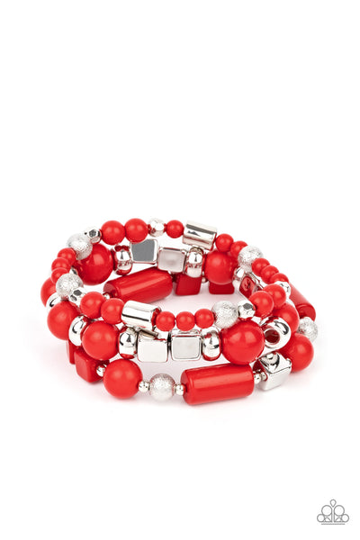 Perfectly Prismatic - Red Bracelets - Paparazzi Accessories - Bling On The Jewels By Alyssa and Victoria