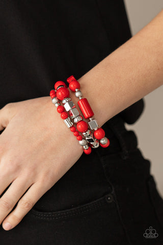 Perfectly Prismatic - Red Bracelets - Paparazzi Accessories - Bling On The Jewels By Alyssa and Victoria