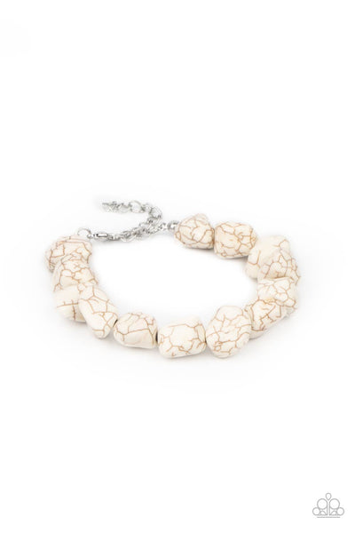 Prehistoric Paradise - White Bracelet - Paparazzi Accessories - Bling On The Jewels By Alyssa and Victoria