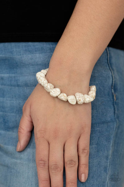 Prehistoric Paradise - White Bracelet - Paparazzi Accessories - Bling On The Jewels By Alyssa and Victoria