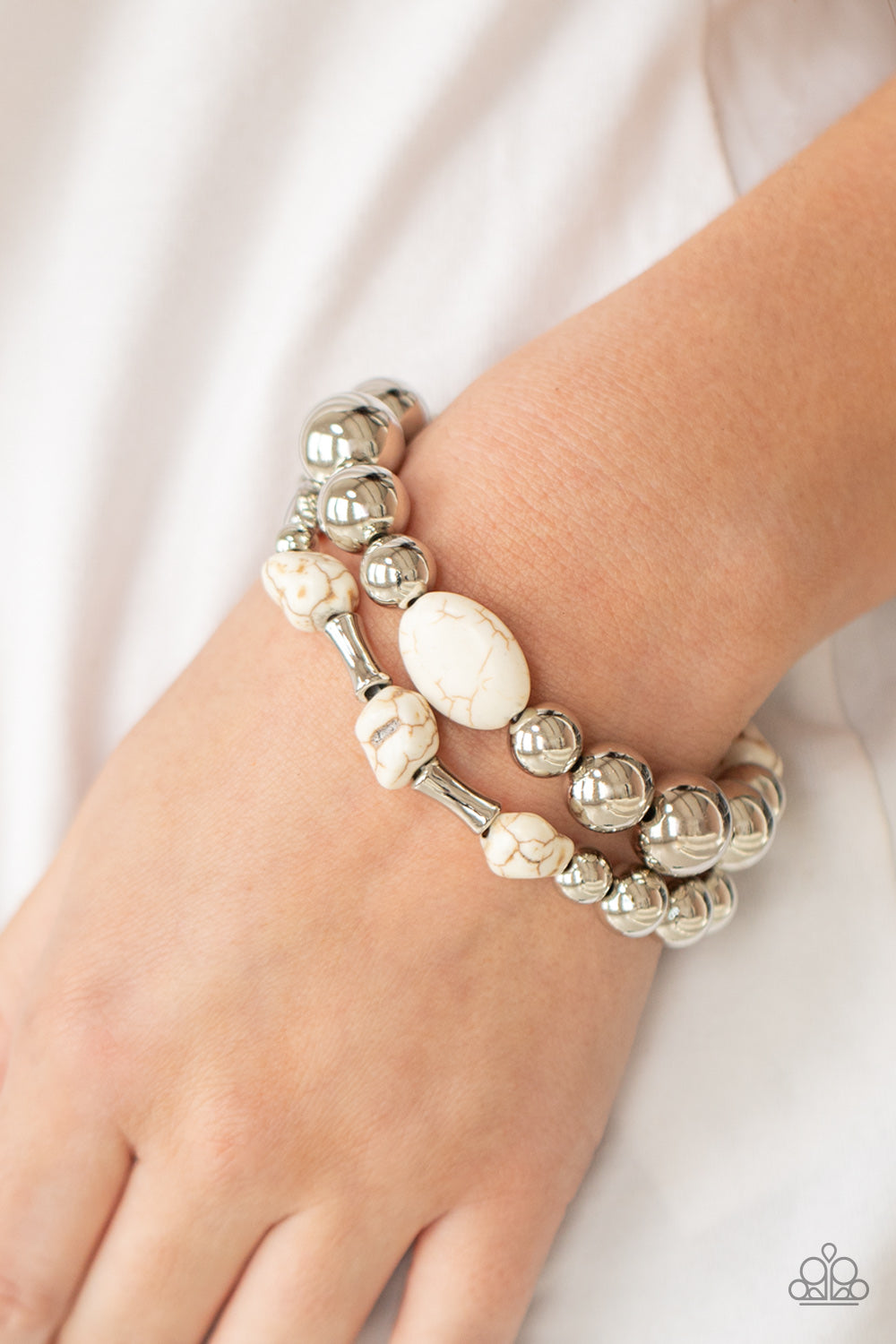 Authentically Artisan - White Bracelet - Paparazzi Accessories - Bling On The Jewels By Alyssa and Victoria