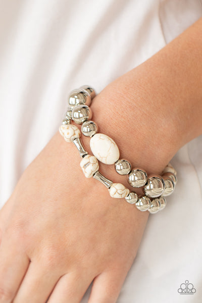 Authentically Artisan - White Bracelet - Paparazzi Accessories - Bling On The Jewels By Alyssa and Victoria