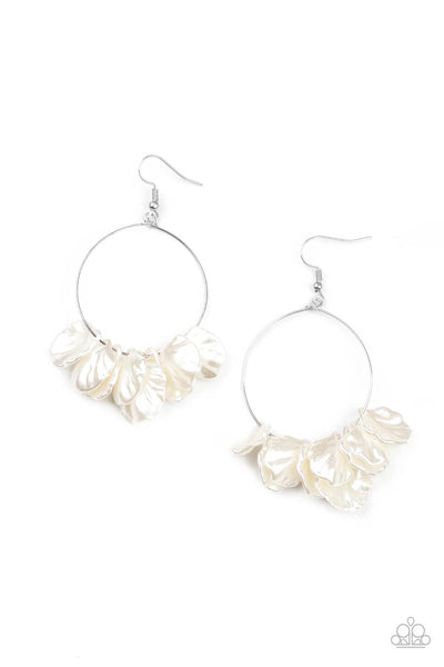 Sailboats and Seashells - White Earrings - Paparazzi Accessories - Bling On The Jewels By Alyssa and Victoria