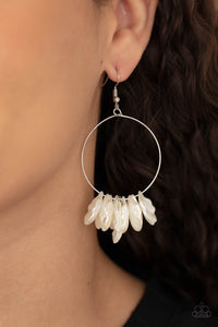 Sailboats and Seashells - White Earrings - Paparazzi Accessories - Bling On The Jewels By Alyssa and Victoria