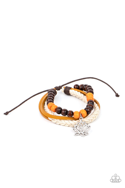 Lotus Beach - Orange Bracelet - Paparazzi Accessories - Bling On The Jewels By Alyssa and Victoria