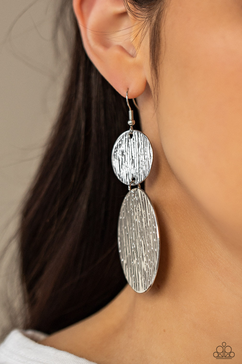 Status CYMBAL - Silver Earrings - Paparazzi Accessories - Bling On The Jewels By Alyssa and Victoria