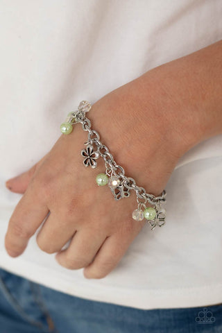 Retreat into Romance - Green Bracelet - Paparazzi Accessories - Bling On The Jewels By Alyssa and Victoria