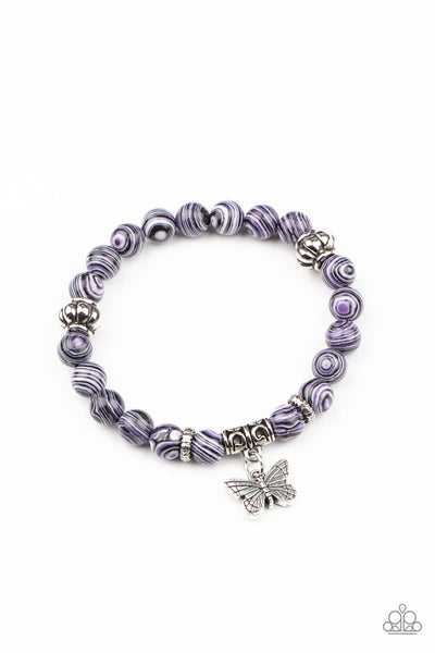 Butterfly Wishes - Purple Bracelet - Paparazzi Accessories - Bling On The Jewels By Alyssa and Victoria