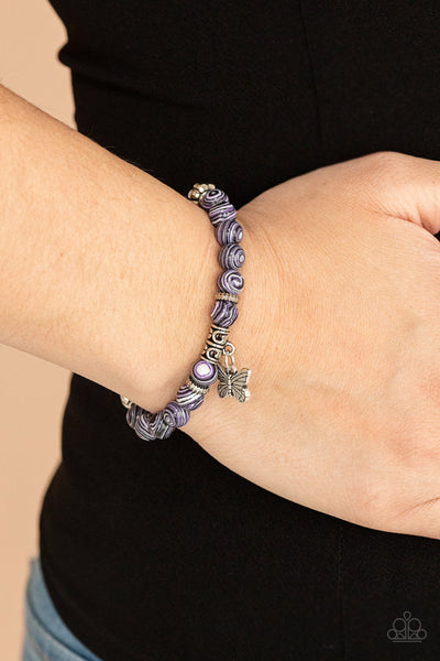 Butterfly Wishes - Purple Bracelet - Paparazzi Accessories - Bling On The Jewels By Alyssa and Victoria