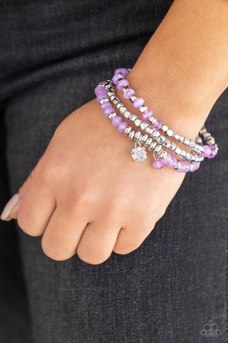 Glacial Glimmer - Purple Bracelet - Paparazzi Accessories - Bling On The Jewels By Alyssa and Victoria