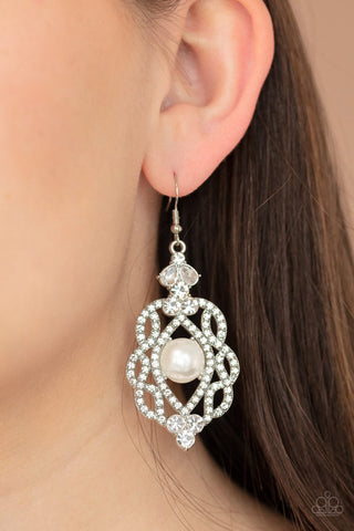 Rhinestone Renaissance - White Earrings - Paparazzi Accessories - Bling On The Jewels By Alyssa and Victoria