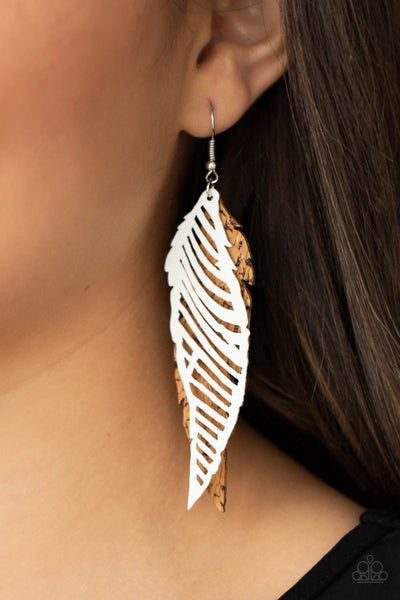 WINGING Off The Hook - White Earrings - Paparazzi Accessories - Bling On The Jewels By Alyssa and Victoria