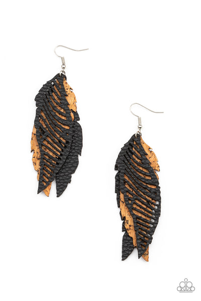 WINGING Off The Hook - Black Earrings - Paparazzi Accessories - Bling On The Jewels By Alyssa and Victoria