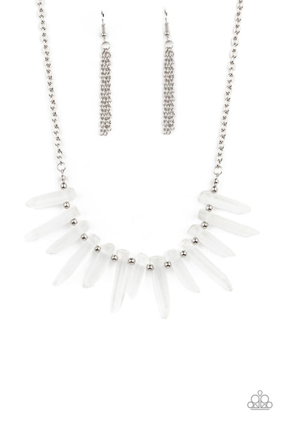 Ice Age Intensity - White Necklace - Paparazzi Accessories - Bling On The Jewels By Alyssa and Victoria