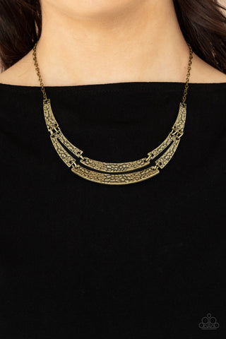 Stick To The ARTIFACTS - Brass Necklace - Paparazzi Accessories - Bling On The Jewels By Alyssa and Victoria