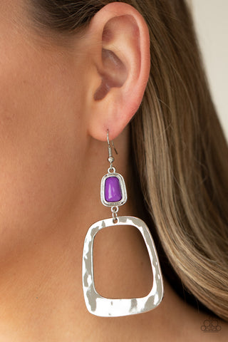 Material Girl Mod - Purple Earrings - Paparazzi Accessories - Bling On The Jewels By Alyssa and Victoria