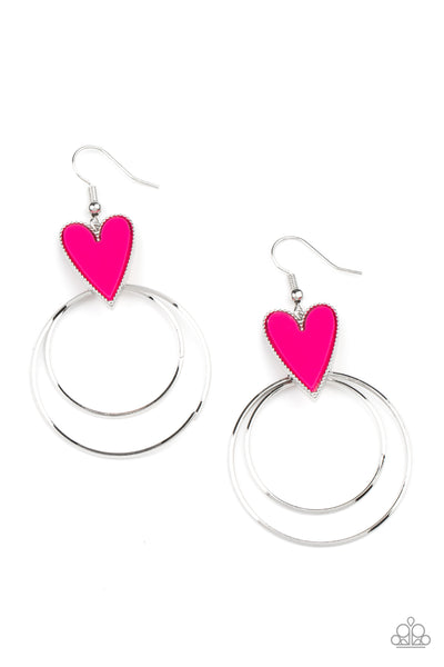 Happily Ever Hearts - Pink Earrings - Paparazzi Accessories - Bling On The Jewels By Alyssa and Victoria