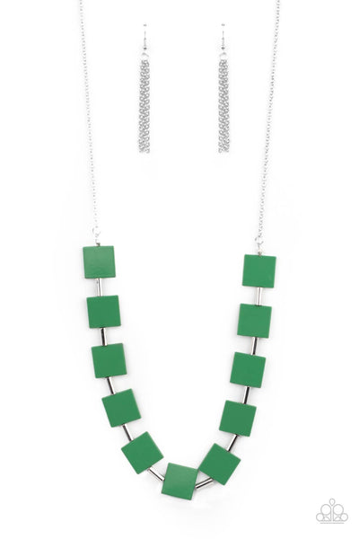 Hello, Material Girl - Green Necklace - Paparazzi Accessories - Bling On The Jewels By Alyssa and Victoria