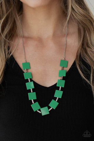 Hello, Material Girl - Green Necklace - Paparazzi Accessories - Bling On The Jewels By Alyssa and Victoria