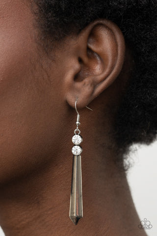 Sparkle Stream - White Earrings - Paparazzi Accessories - Bling On The Jewels By Alyssa and Victoria