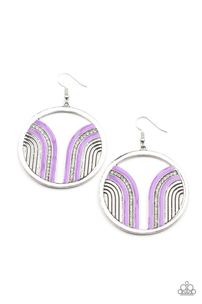 Delightfully Deco - Purple Earrings - Paparazzi Accessories - Bling On The Jewels By Alyssa and Victoria