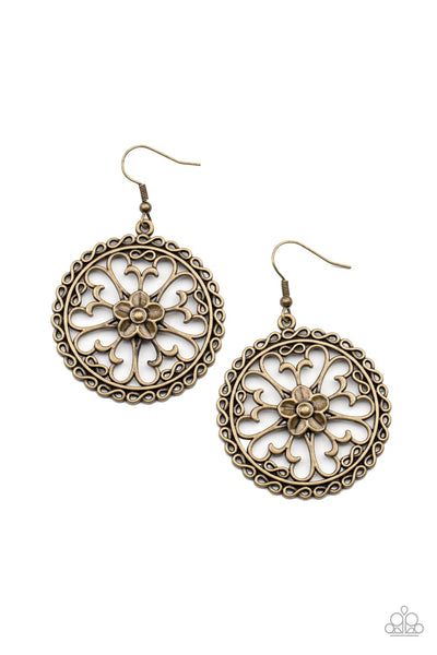 Floral Fortunes - Brass Earrings - Paparazzi Accessories - Bling On The Jewels By Alyssa and Victoria