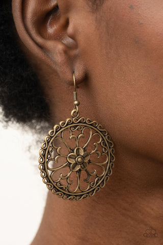 Floral Fortunes - Brass Earrings - Paparazzi Accessories - Bling On The Jewels By Alyssa and Victoria