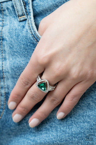 Elevated Engagement - Green Ring - Paparazzi Accessories - Bling On The Jewels By Alyssa and Victoria